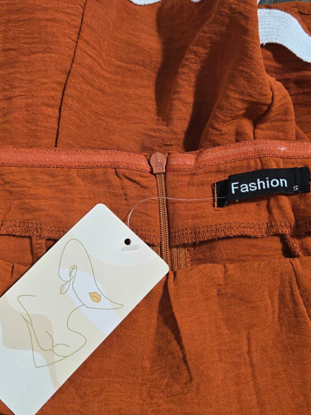 NWT | Burnt Orange 2 Piece Bell Bottom Set Ric Rac Trim Back Zipper | Small - Picture 6 of 8